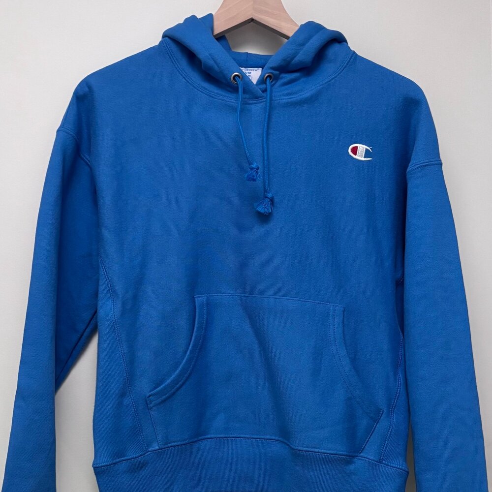 Champion Reverse Weave Sweatshirt Women Blue Hoodie Athletic sz M Women’s